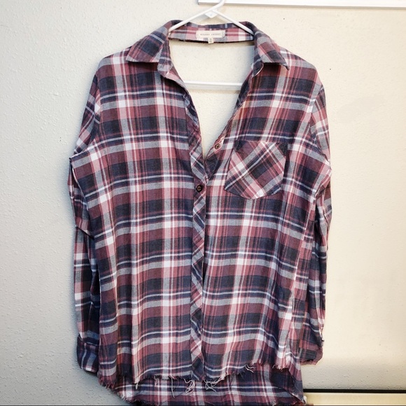 Buckle Tops - Gilded Intent Distressed Plaid by Buckle Sz S